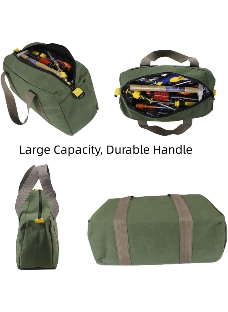 12 Inch Wide Mouth Tool Bag, Canvas Tool Bag, Heavy Duty Tool Storage Bag, Large Capacity Tool Tote Bag for Electricians, Power Tool Organizer Pouch, Tool Bags for Men (Green - 12 Inch) - Image 5